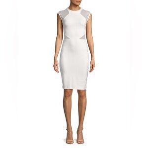 French Connection White Viven Panelled Bodycon Knee Length Sheath Dress Sz 2 NWT